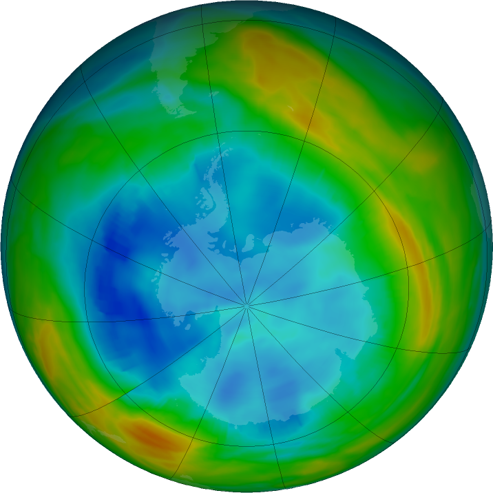 Antarctic ozone map for 03 August 2019